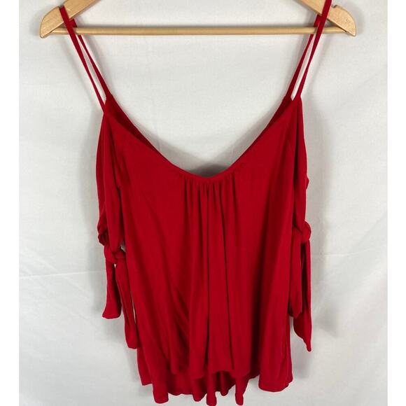 Free People Believe Me Cold Shoulder Red Top Size Small - Picture 2 of 6